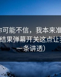 说出来你可能不信，我本来准备放弃91在线，结果弹幕开关这点让我回坑（一条讲透）