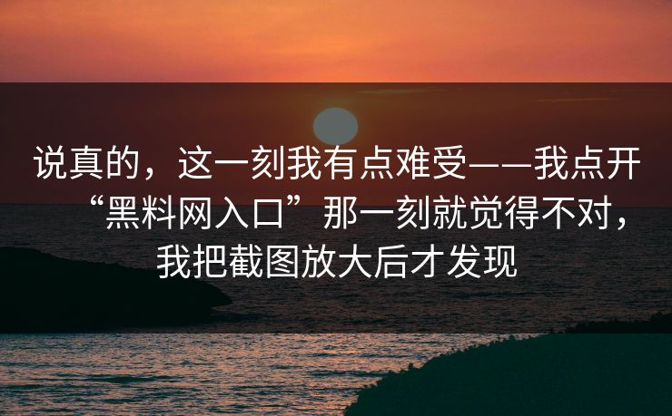 说真的，这一刻我有点难受——我点开“黑料网入口”那一刻就觉得不对，我把截图放大后才发现
